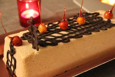 Bûche de nougat glacé aux pistaches (sans gluten,sans lactose)