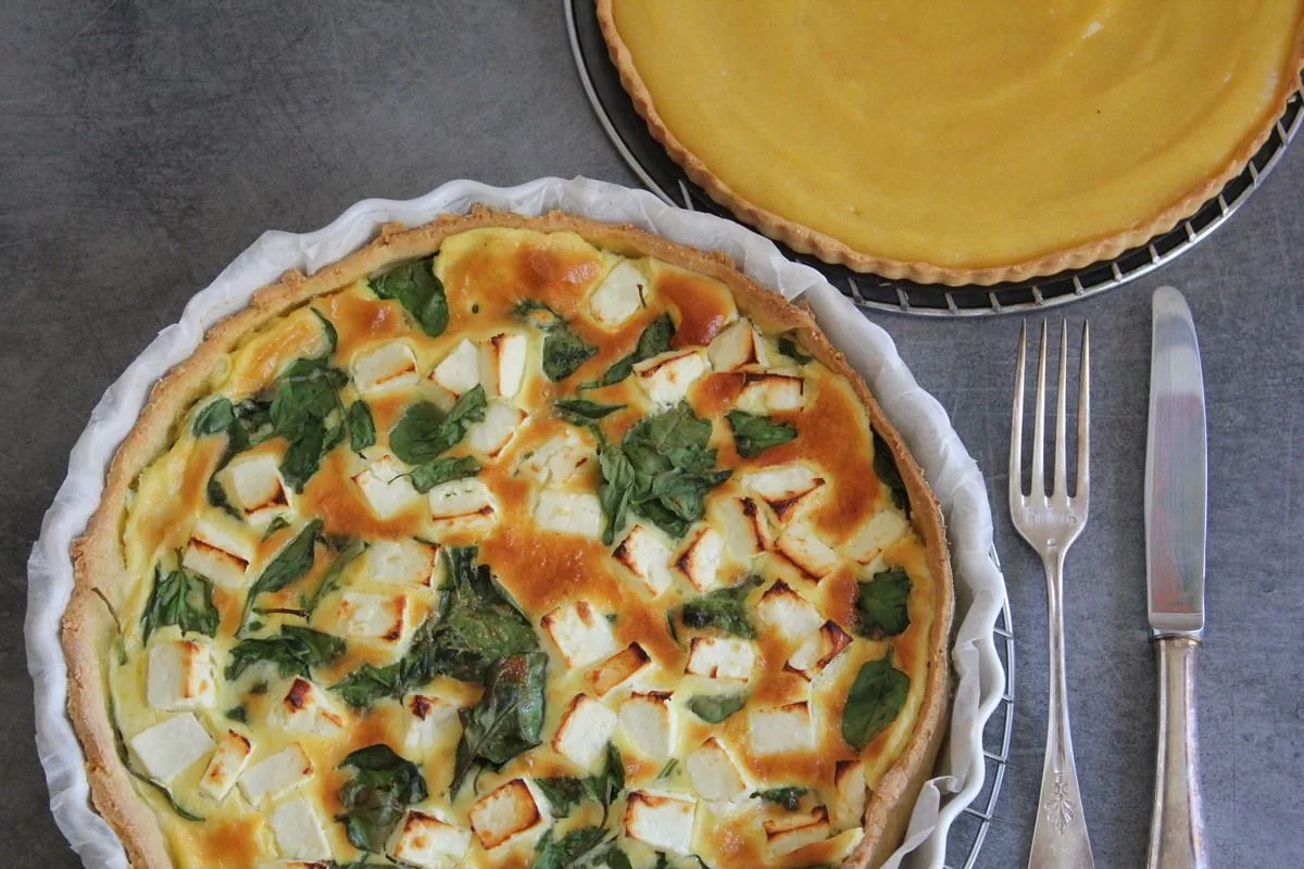 Tarte aux pousses d'épinards et à la féta de F. Jules sans gluten