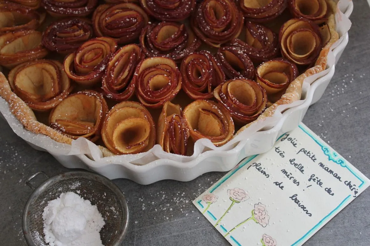 Tarte aux pommes bouquet de roses sans gluten