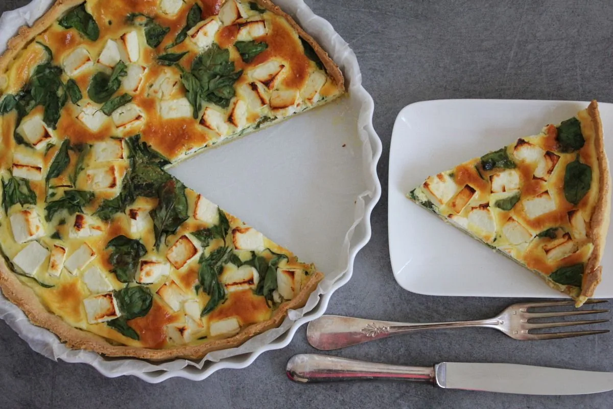 Tarte aux pousses d'épinards et à la féta de F. Jules sans gluten