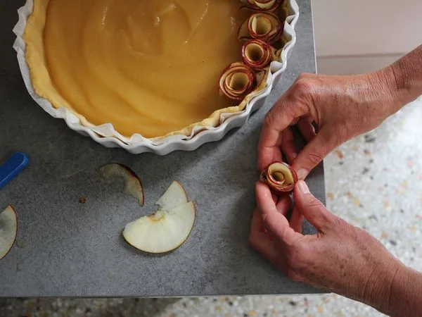 Tarte aux pommes bouquet de roses sans gluten